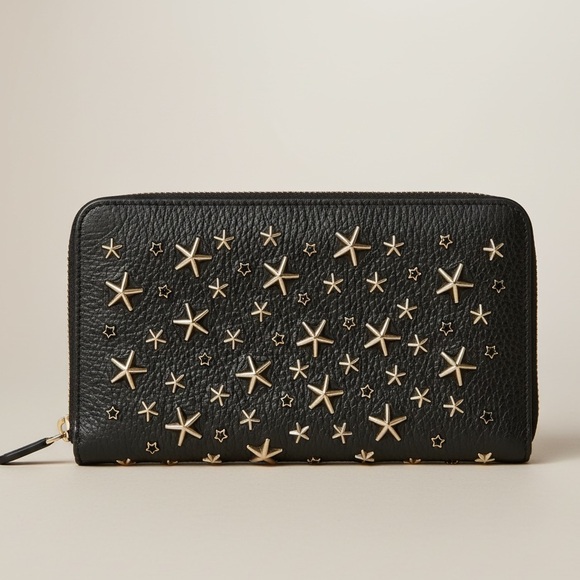 Jimmy Choo Handbags - Jimmy Choo Filipa Star-Studded Zip-Around Long Leather Wallet